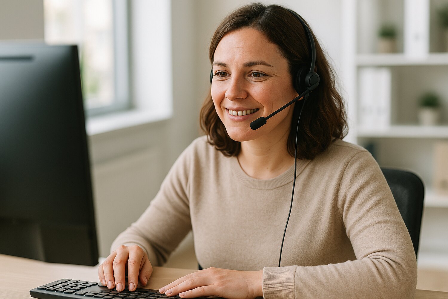 office phone ringing on dispatch desk, monitors in background